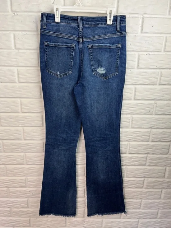 FLYING MONKEY HIGH RISE BOOT CUT DENIM BLUE JEANS RAW HEM DISTRESSED SZ 28 - Picture 6 of 14